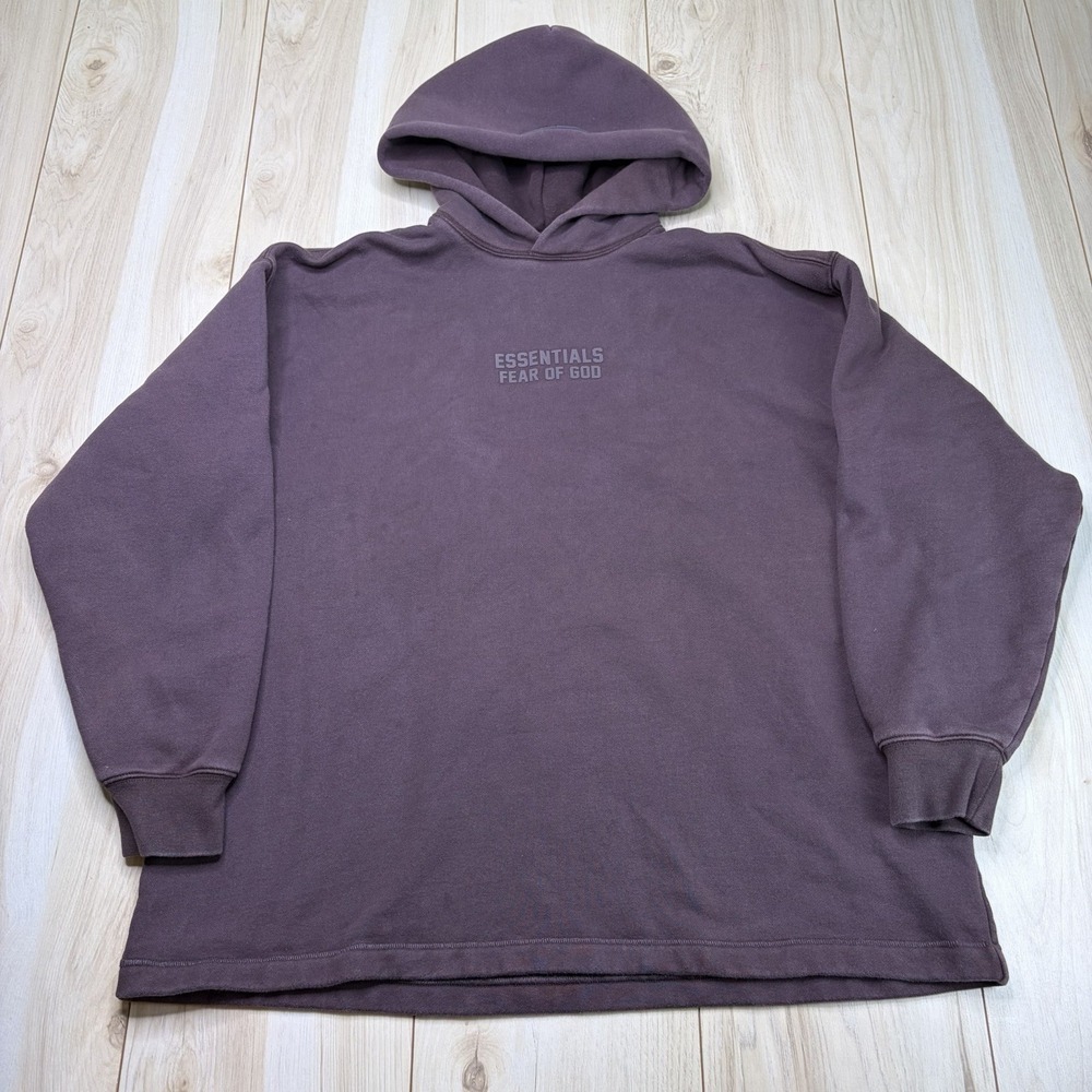 ESSENTIALS FOG Men's Small Logo Plum Oversized Thick Hoodie Pullover Sweater